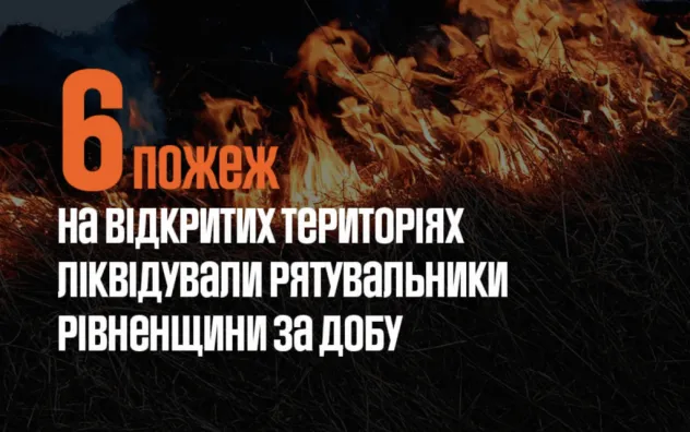 Рятувальники Рівненщини ліквідували шість пожеж сухої рослинності