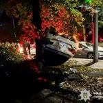 В Ровно произошла авария: BMW перевернулся на улице Данила Галицкого