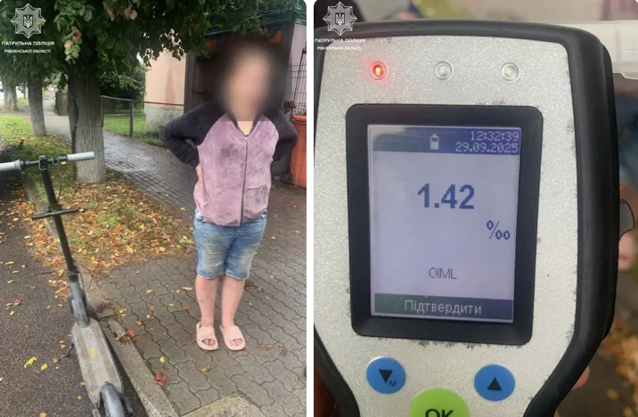 In Rivne Region, police detained a drunk electric scooter driver