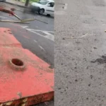 У Рівному водій вантажівки пошкодив дорожнє покриття