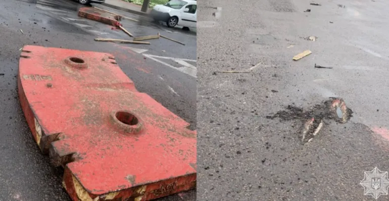 У Рівному водій вантажівки пошкодив дорожнє покриття